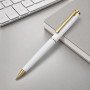 Шариковая металлическая ручка с золотистым слоем "Monarch Gold", белая