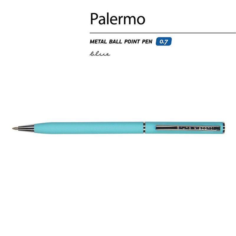 Ручка шариковая автоматическая BrunoVisconti® "PALERMO" цвет корпуса бирюзовый, soft-touch, 0.7 мм Ручка шариковая автоматическая BrunoVisconti® "PALERMO" цвет корпуса бирюзовый, soft-touch, 0.7 мм