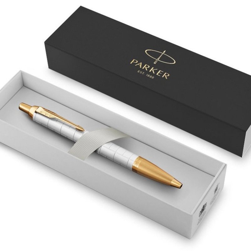 Шариковая ручка Parker IM Premium K318  Pearl GT, стержень: M, цвет чернил: blue, в подарочной упаковке.