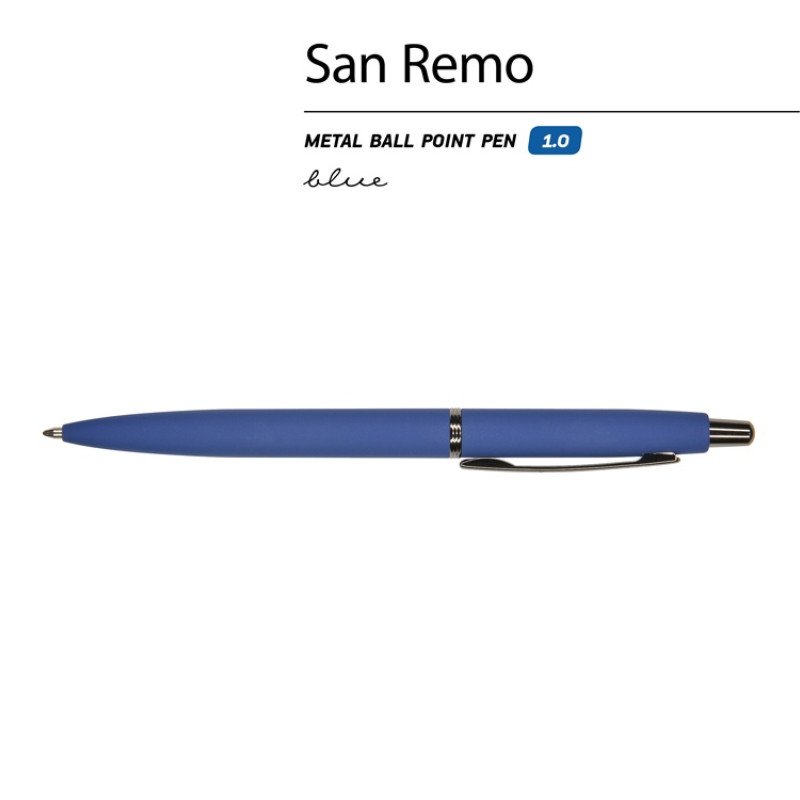 Ручка металлическая шариковая "San Remo", софт-тач, 1.0 мм, синий