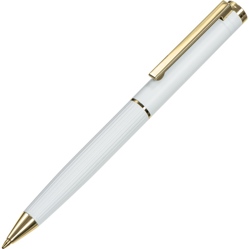 Шариковая металлическая ручка с золотистым слоем "Monarch Gold", белая Шариковая металлическая ручка с золотистым слоем "Monarch Gold", белая