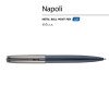 Ручка металлическая шариковая "Napoli", синий/вороненая сталь
