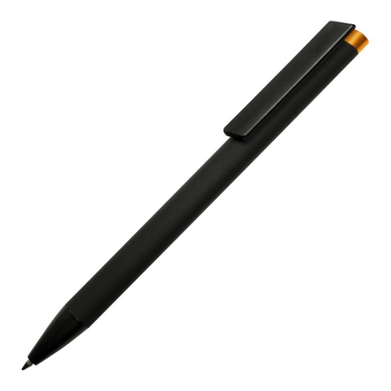 Ручка металлическая шариковая "Taper Metal" софт-тач с цветным зеркальным слоем, черный с оранжевым