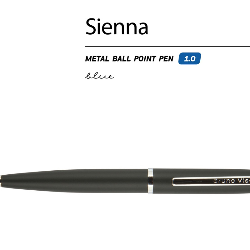 Ручка "Sienna" шариковая  автоматическая, черный металлический корпус, 1.0 мм, синяя