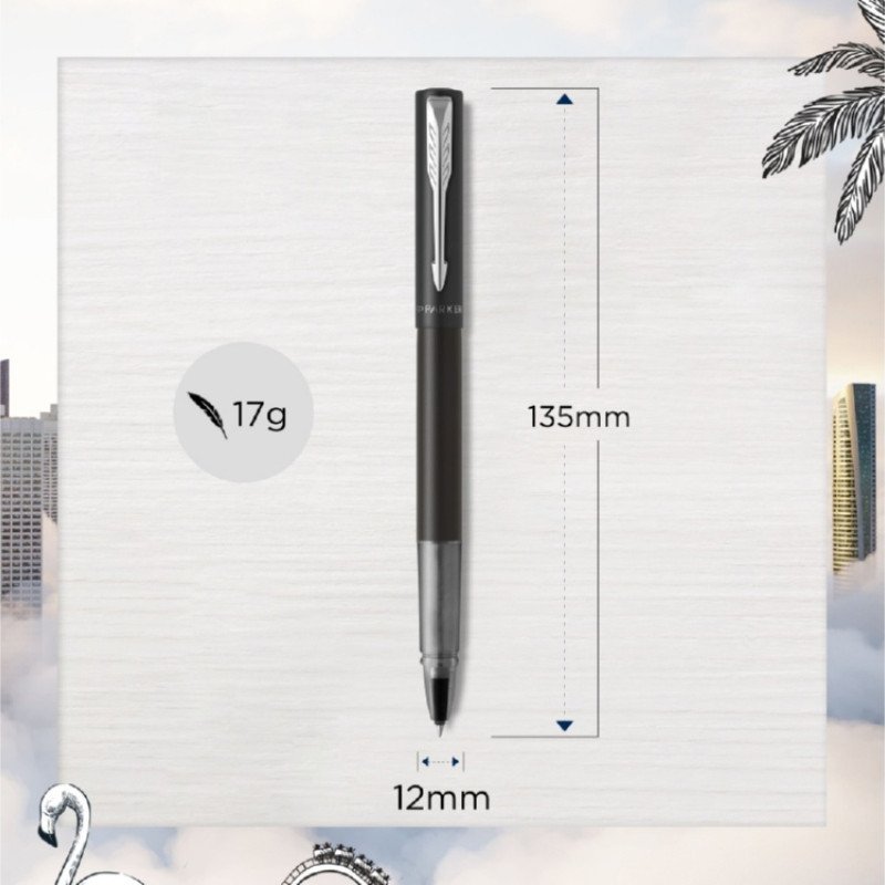 Ручка-роллер Parker Vector XL Black CT, стержень: F, цвет чернил:black, в подарочной упаковке