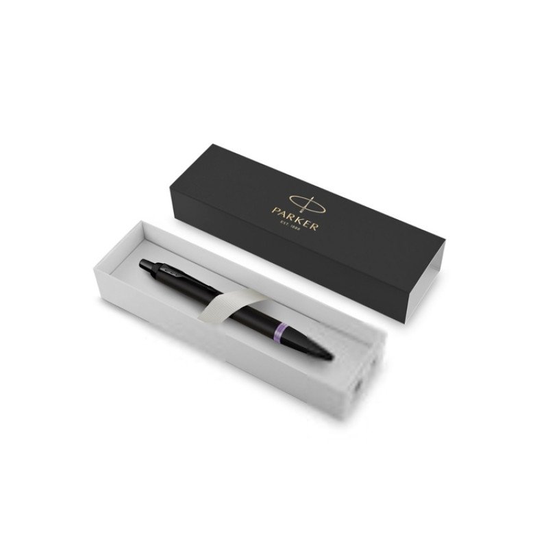 Шариковая ручка Parker IM Vibrant Rings Flame Amethyst Purple, стержень: M blue, в подарочной упаковке.