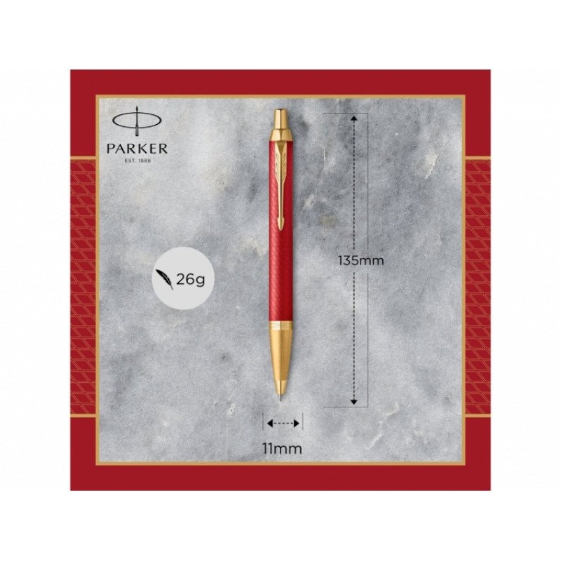 Шариковая ручка Parker IM Premium K318  Red GT, стержень: M, цвет чернил: blue, в подарочной упаковке.