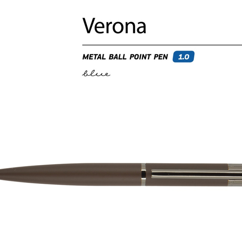 Ручка "Verona" шариковая  автоматическая, коричневый металлический корпус 1.0 мм, синяя