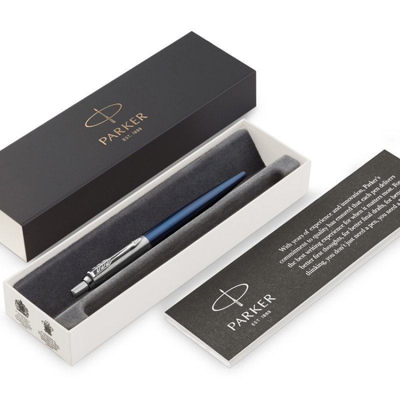 Шариковая ручка Parker Jotter Essential, Royal Blue CT, стержень: M, цвет чернил : blue или black