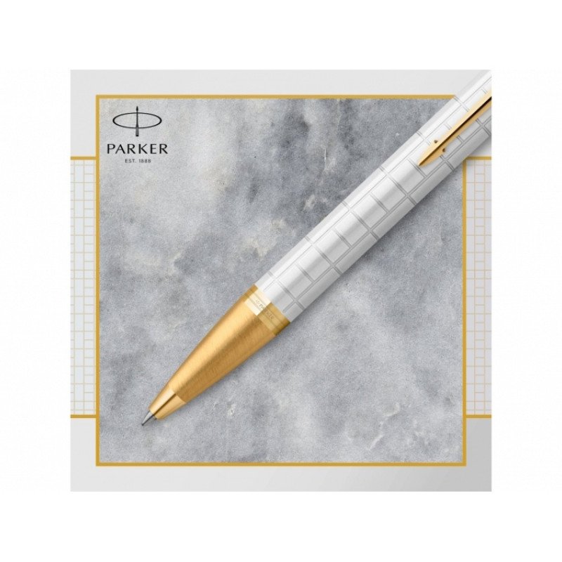 Шариковая ручка Parker IM Premium K318  Pearl GT, стержень: M, цвет чернил: blue, в подарочной упаковке.