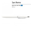 Ручка "SAN REMO" шариковая, автоматическая, белый металлический корпус 1.00 мм, синяя