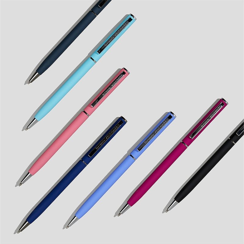 Ручка шариковая автоматическая BrunoVisconti® "PALERMO" цвет корпуса бордовый, soft-touch, 0.7 мм