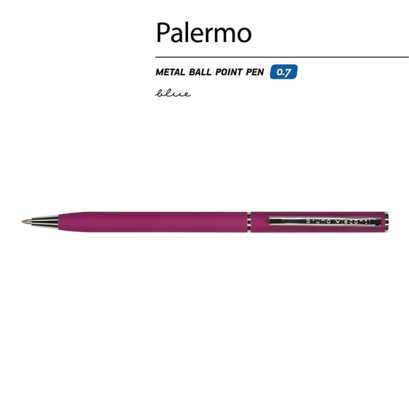 Ручка шариковая автоматическая BrunoVisconti® "PALERMO" цвет корпуса бордовый, soft-touch, 0.7 мм