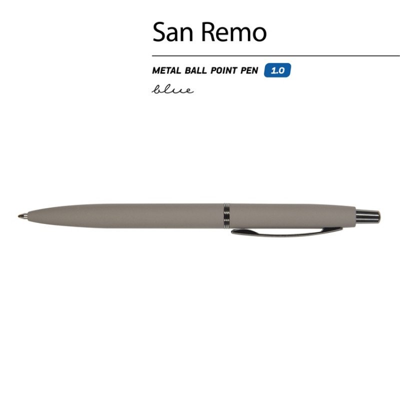 Ручка металлическая шариковая "San Remo", софт-тач, 1.0 мм, серый Ручка металлическая шариковая "San Remo", софт-тач, 1.0 мм, серый