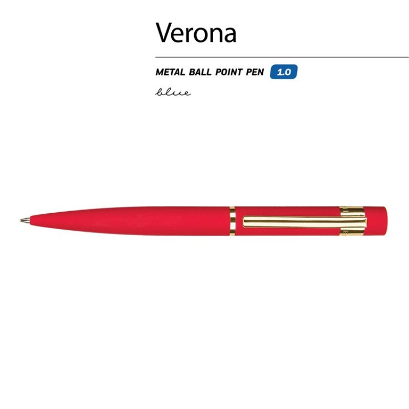 Ручка шариковая автоматическая BrunoVisconti "VERONA" цвет корпуса красный, soft-touch, 1 мм, синяя