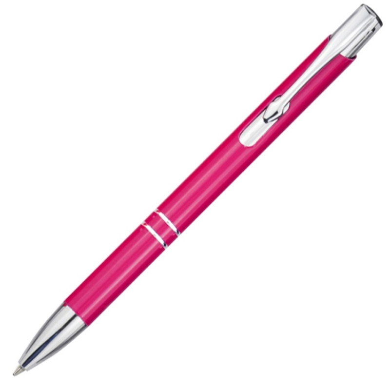 Алюминиевая шариковая кнопочная ручка Moneta, черные чернила, фуксия Алюминиевая шариковая кнопочная ручка Moneta, черные чернила, фуксия