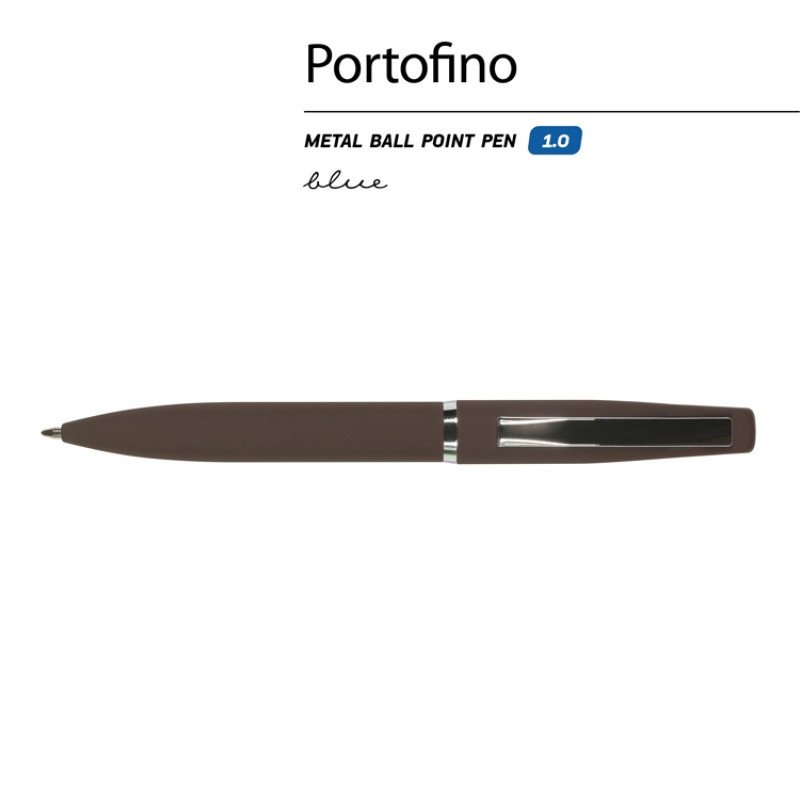 Ручка металлическая шариковая "Portofino", софт-тач, 1.0 мм, коричневый Ручка металлическая шариковая "Portofino", софт-тач, 1.0 мм, коричневый