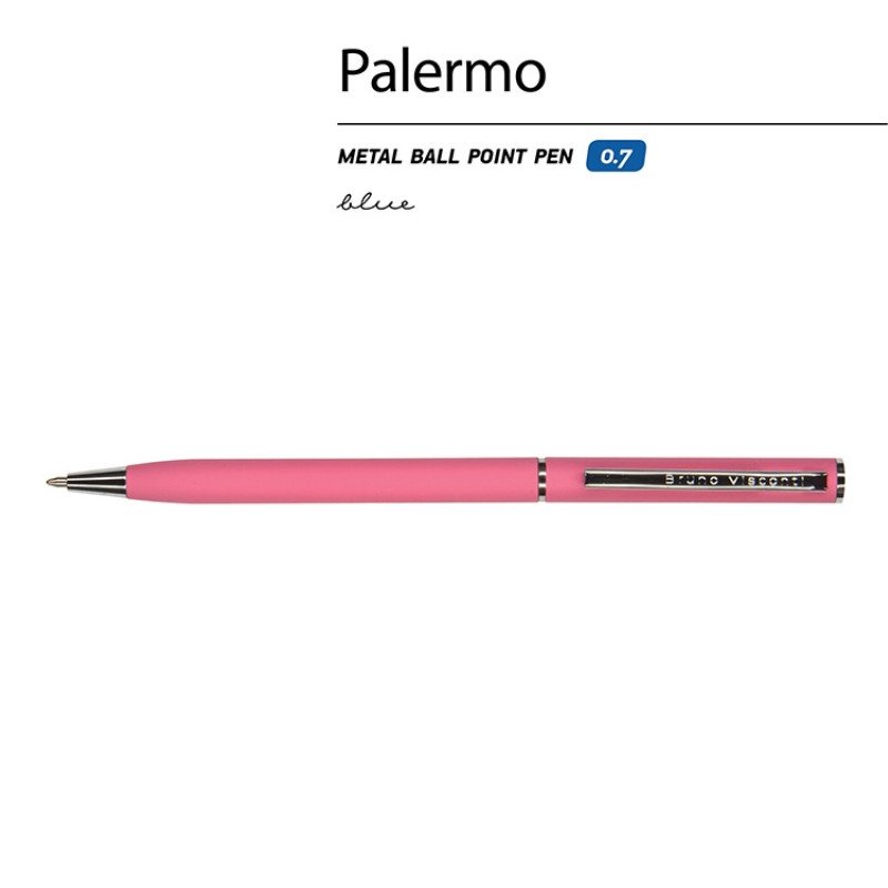 Ручка шариковая автоматическая BrunoVisconti® "PALERMO" цвет корпуса красный коралловый, soft-touch, 0.7 мм Ручка шариковая автоматическая BrunoVisconti® "PALERMO" цвет корпуса красный коралловый, soft-touch, 0.7 мм