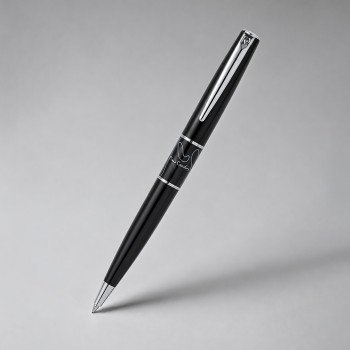 Ручка шариковая Pierre Cardin коллекция «ВЕСЫ | LIBRA». Корпус и колпачок - латунь, лак, акрил. Отделка и детали дизайна - сталь и хром. Цвет акрил.вставки - черный, корпус - черный. Упаковка В