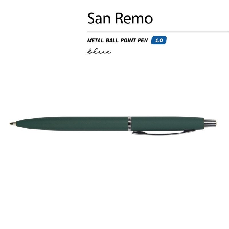 Ручка металлическая шариковая "San Remo", софт-тач, 1.0 мм, зеленый