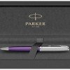 Шариковая ручка Parker Sonnet Essentials Violet SB Steel CT, цвет чернил black, перо: M, в подарочной упаковке.