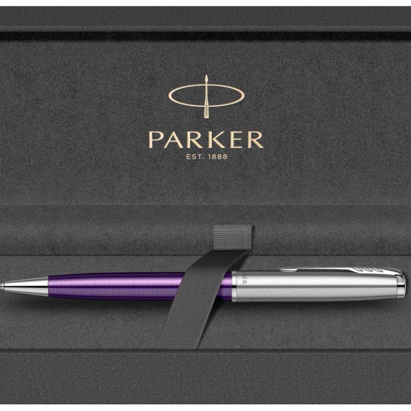 Шариковая ручка Parker Sonnet Essentials Violet SB Steel CT, цвет чернил black, перо: M, в подарочной упаковке.