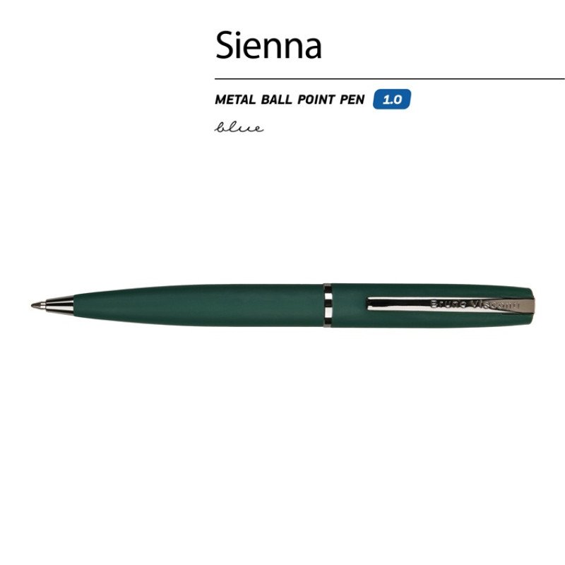 Ручка "Sienna" шариковая  автоматическая, зеленый металлический корпус soft-touch, 1.0 мм, синяя