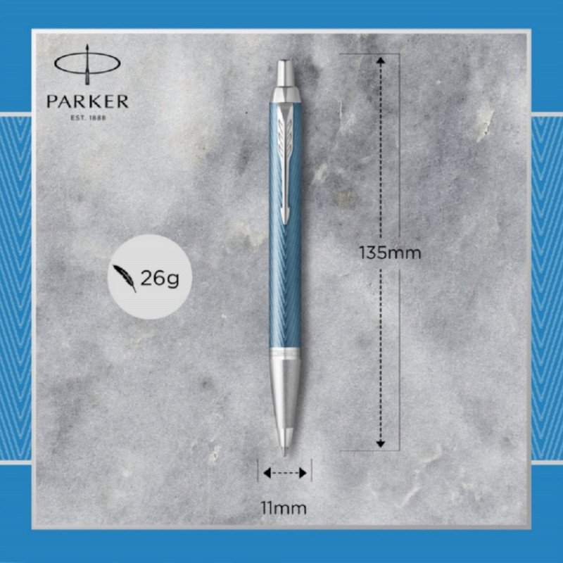 Шариковая ручка Parker IM Premium K318  Blue Grey CT, стержень: M, цвет чернил: blue, в подарочной упаковке.