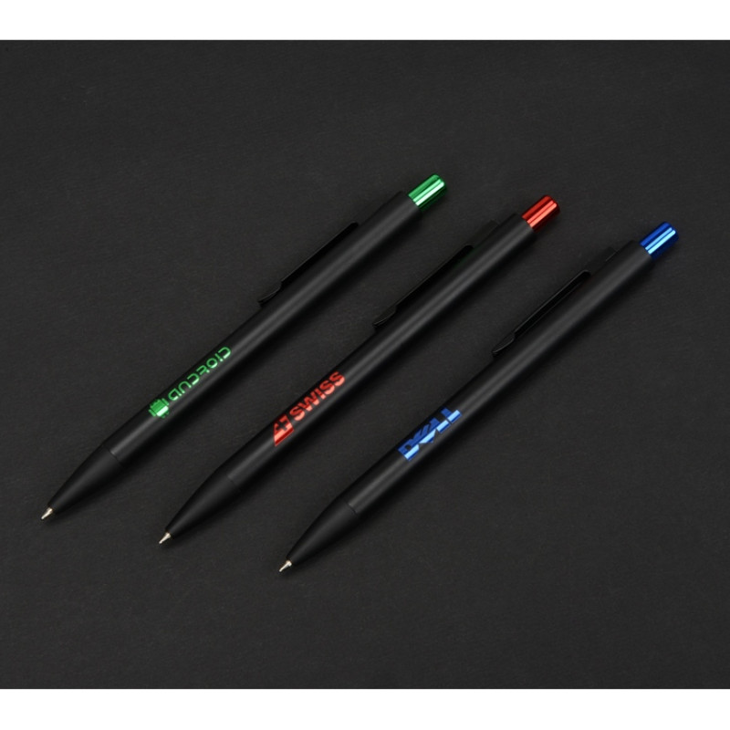 Ручка металлическая шариковая «Blaze» с цветным зеркальным слоем, черный/красный