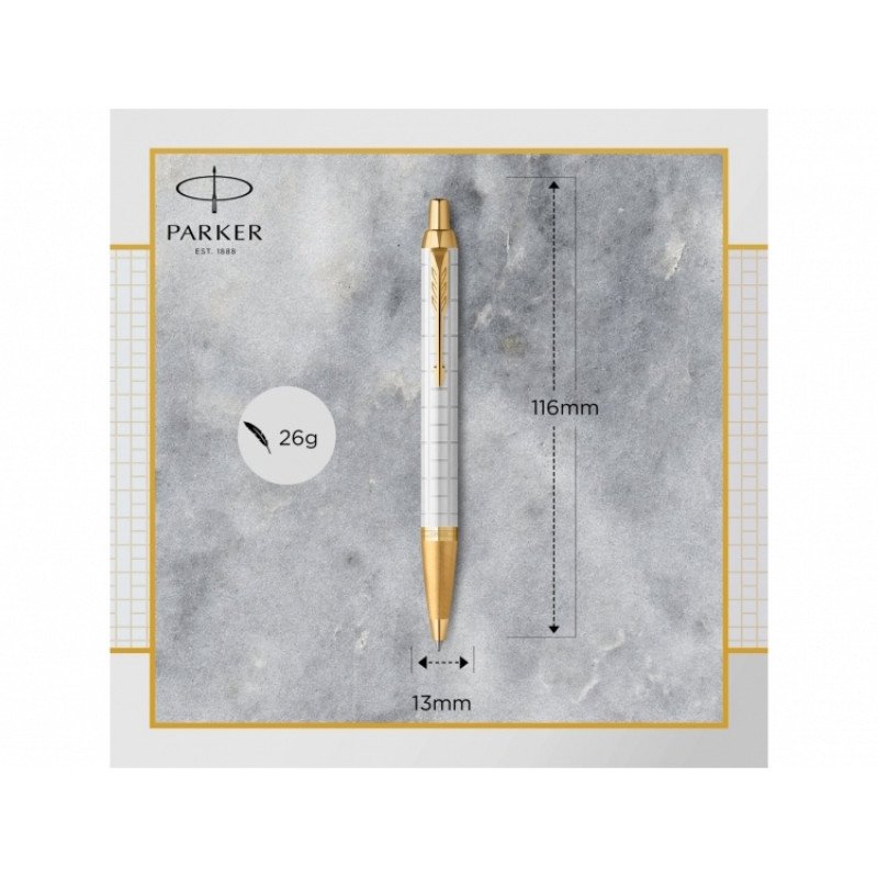 Шариковая ручка Parker IM Premium K318  Pearl GT, стержень: M, цвет чернил: blue, в подарочной упаковке.