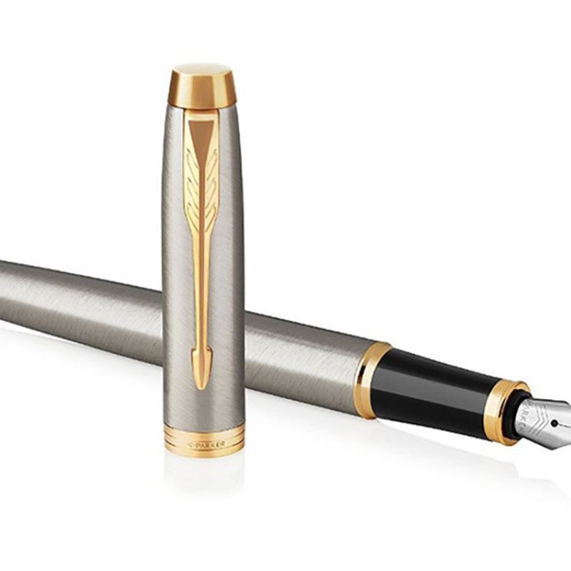 Перьевая ручка Parker IM Metal Brushed Metal GT, перо: F, цвет чернил: blue