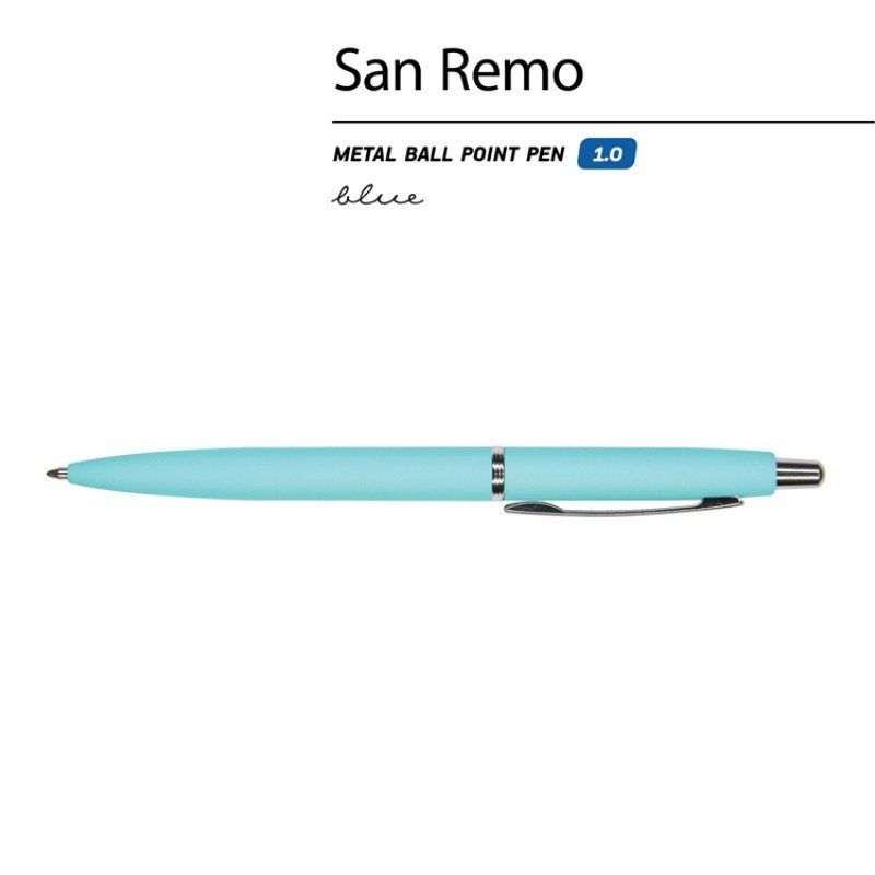 Ручка металлическая шариковая "San Remo", софт-тач, 1.0 мм, голубой