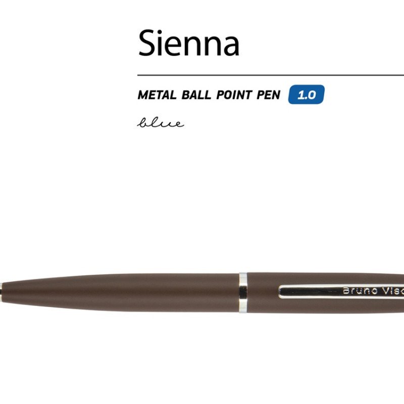 Ручка "Sienna" шариковая  автоматическая, коричневый металлический корпус soft-touch, 1.0 мм, синяя