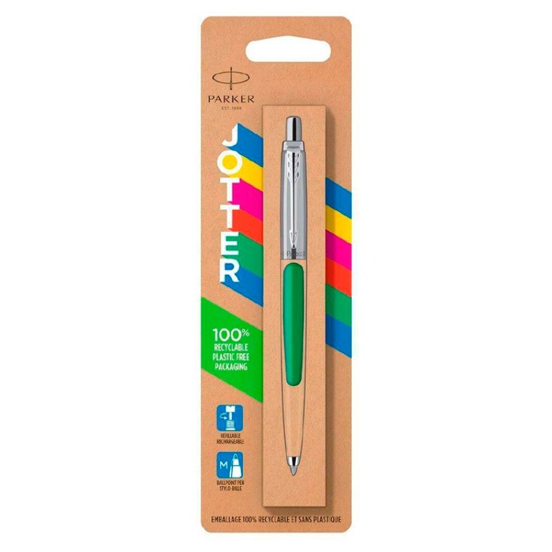 Шариковая ручка Parker Jotter ORIGINALS GREEN CT, стержень: M blue ЭКО-УПАКОВКА
