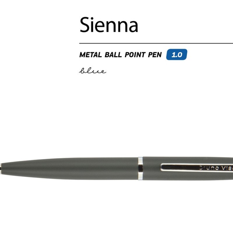 Ручка "Sienna" шариковая  автоматическая, серый металлический корпус soft-touch, 1.0 мм, синяя