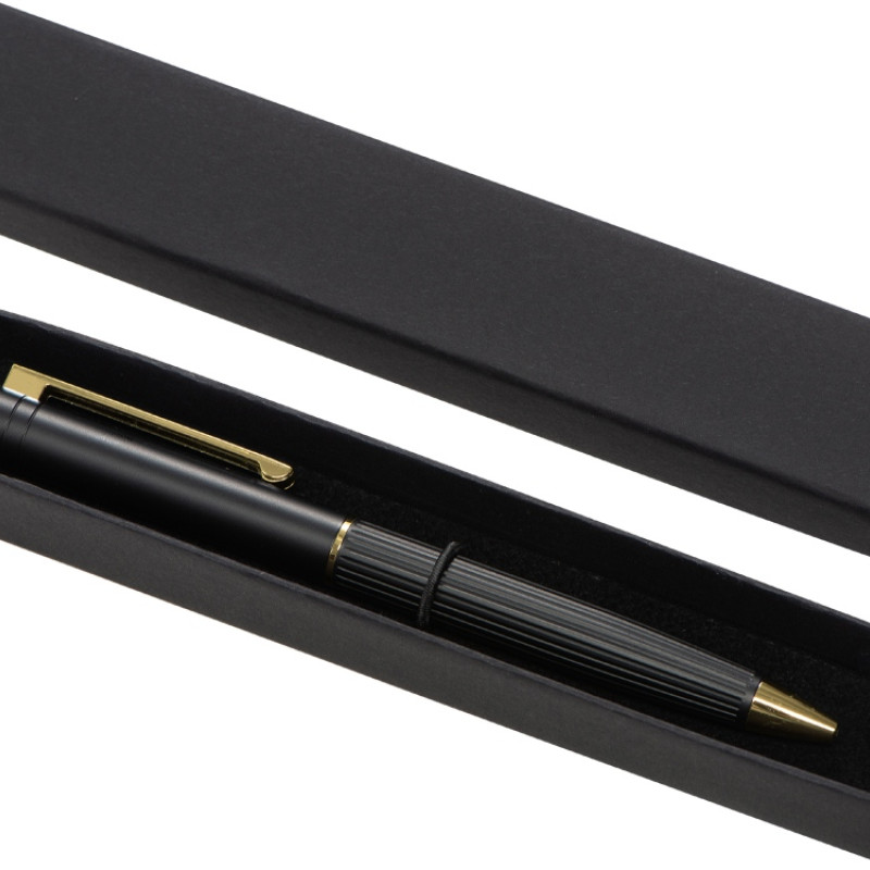 Шариковая металлическая ручка с золотистым слоем "Monarch Gold", черная