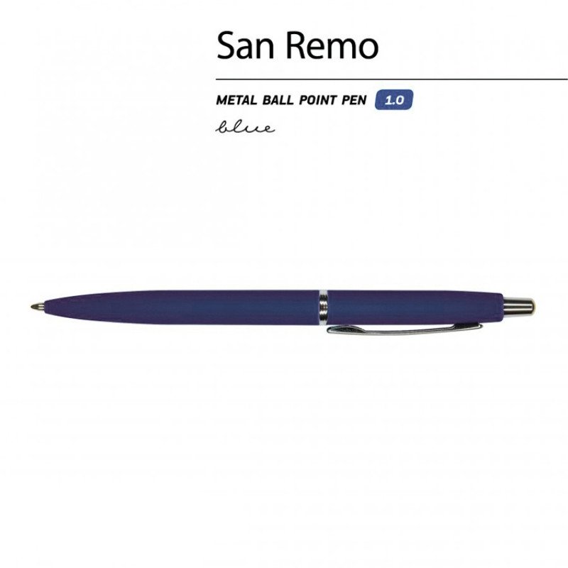 Ручка металлическая шариковая «San Remo», 1,0мм, синие чернила, ярко-синий Ручка металлическая шариковая «San Remo», 1,0мм, синие чернила, ярко-синий