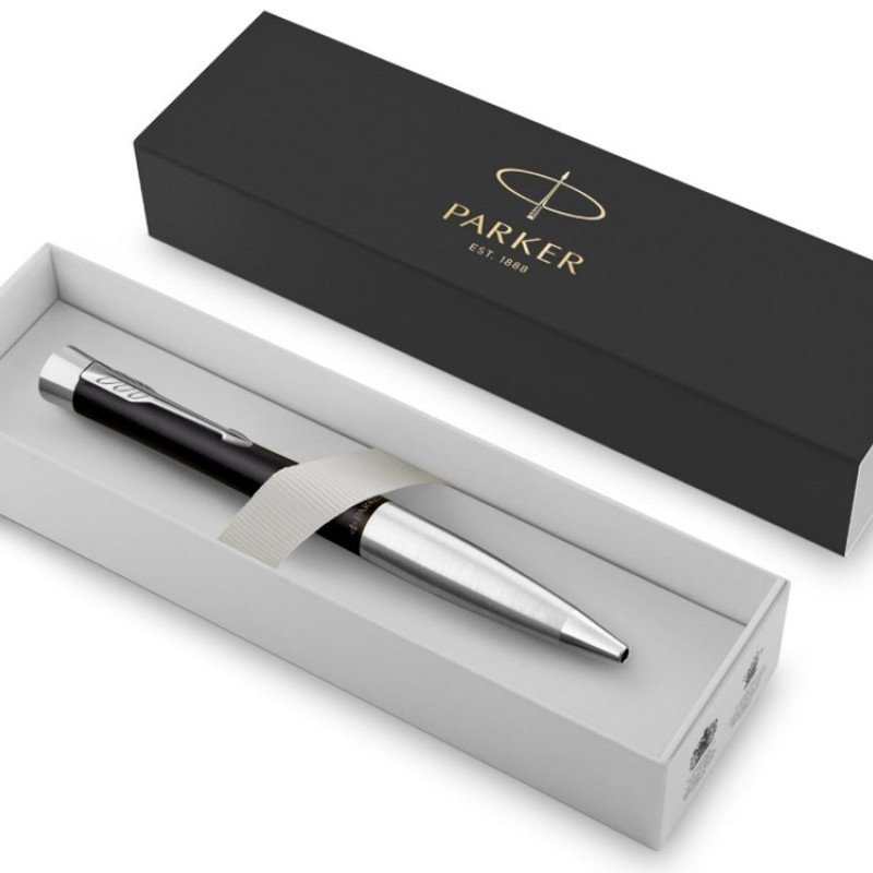 Ручка шариковая Parker модель Urban Muted Black CT в футляре, черный/серебристый