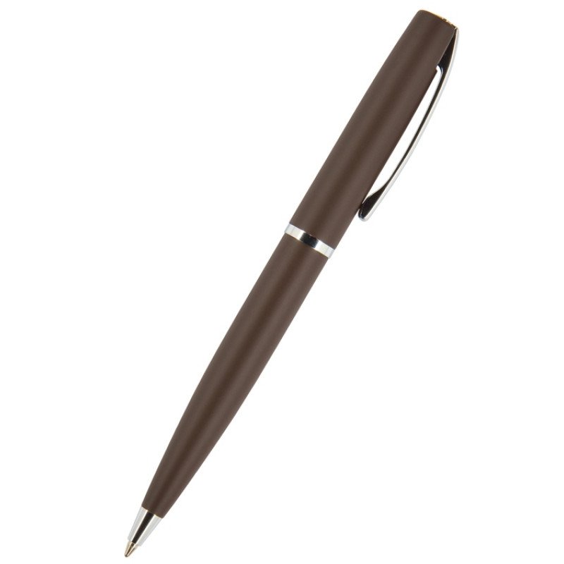 Ручка "Sienna" шариковая  автоматическая, коричневый металлический корпус soft-touch, 1.0 мм, синяя