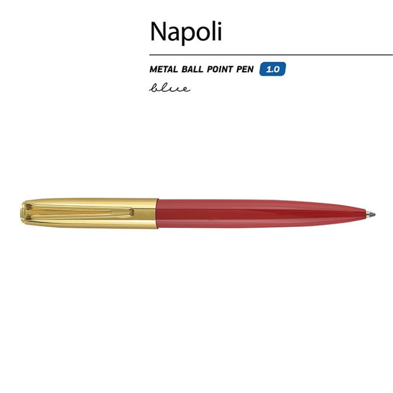 Ручка металлическая шариковая "Napoli", красный/золотистый Ручка металлическая шариковая "Napoli", красный/золотистый