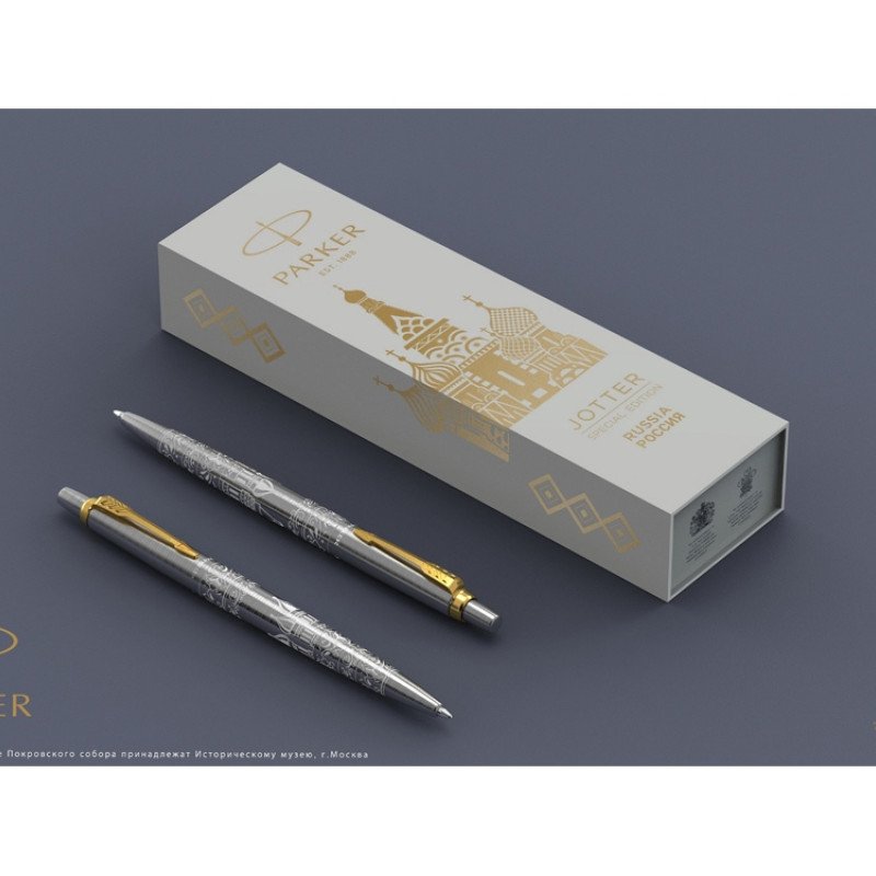 Шариковая ручка Parker Jotter Russia SE, цвет: St. Steel GT, стержень: Mblue