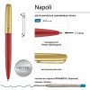 Ручка металлическая шариковая "Napoli", красный/золотистый Ручка металлическая шариковая "Napoli", красный/золотистый