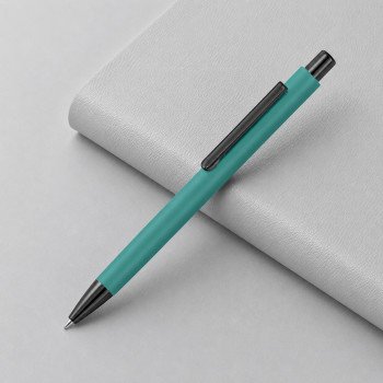 Металлическая шариковая ручка soft touch "Ellipse gum", бирюзовый
