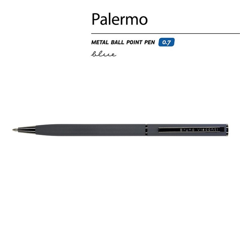 Ручка шариковая автоматическая BrunoVisconti® "PALERMO" цвет корпуса графитовый, soft-touch, 0.7 мм Ручка шариковая автоматическая BrunoVisconti® "PALERMO" цвет корпуса графитовый, soft-touch, 0.7 мм