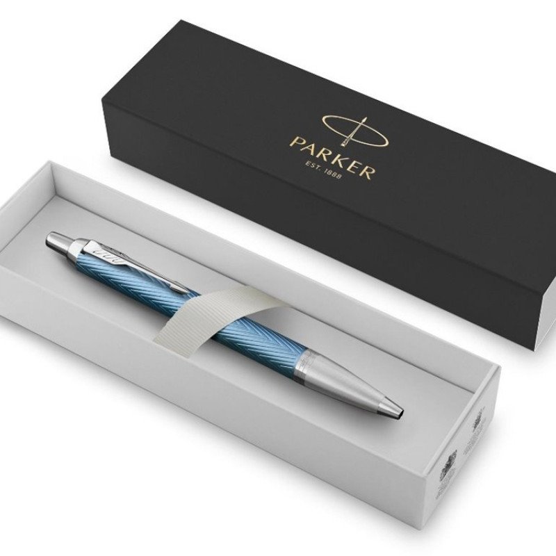 Шариковая ручка Parker IM Premium K318  Blue Grey CT, стержень: M, цвет чернил: blue, в подарочной упаковке.