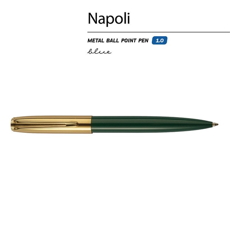 Ручка металлическая шариковая "Napoli", зеленый/золотистый Ручка металлическая шариковая "Napoli", зеленый/золотистый
