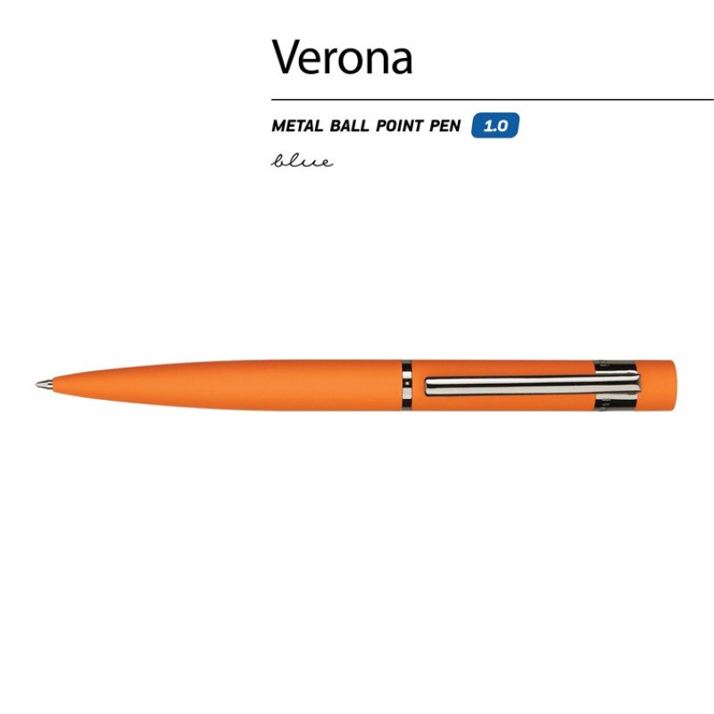 Ручка шариковая автоматическая BrunoVisconti "VERONA" цвет корпуса оранжевый, soft-touch, 1 мм, синяя