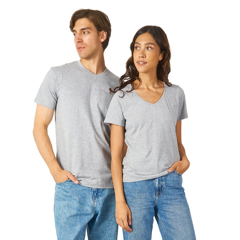 Футболка "Heavy Super Club N" женская с V-образным вырезом, серый меланж