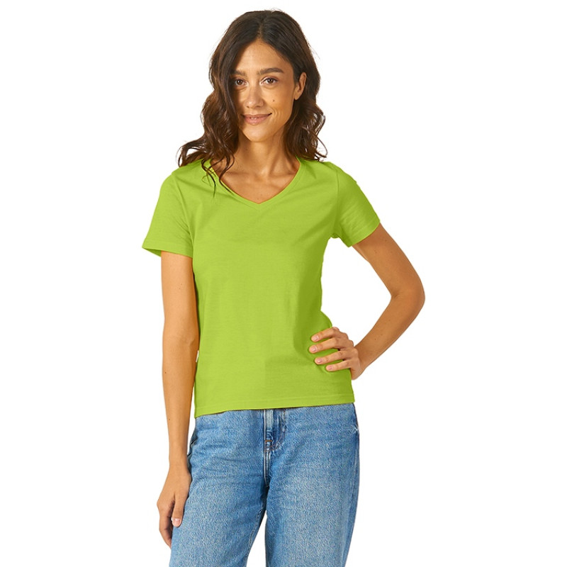 Футболка "Heavy Super Club" женская с V-образным вырезом, зеленое яблоко