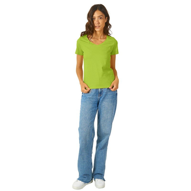 Футболка "Heavy Super Club" женская с V-образным вырезом, зеленое яблоко